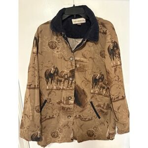 Vintage Bit And Bridle Horse Aop Chore Coat Size XL Womens